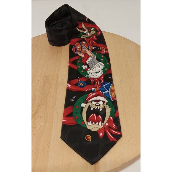 Looney Tunes Mania Cartoon Tie Men's Christmas Taz Bugs1996 - Picture 1 of 6